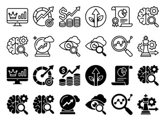 Fototapeta premium Business growth strategy and data analytics professional icons with business