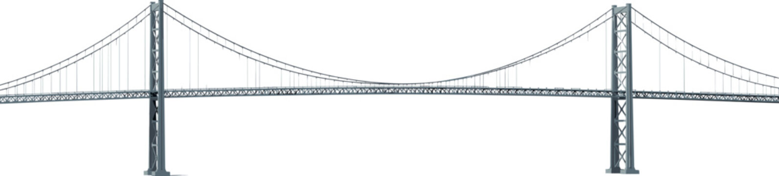 Suspension Bridge Vector Illustration with Architectural Design