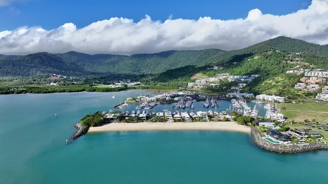 Spectacular cinematic aerial footage of Airlie Beach Whitsundays Queensland Australia