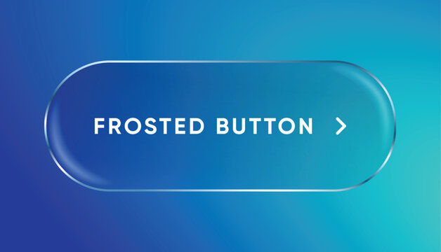 Frosted Button Abstract frosted Glass Pill CTA. Glassmorphism Blur UI Element, Modern Transparent Rounded Web App Interface Design. Digital Graphic Creative Template Website Land Gradient Background  