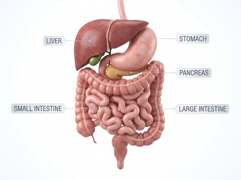 Ultra Realistic 3D Human Digestive System Anatomy Medical Illustration