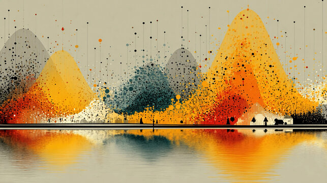 Correlation visualization - Abstract paired patterns conceptual statistical association visual energy alignment dynamic composition minimalistic representation expressive symbolic relational mapping