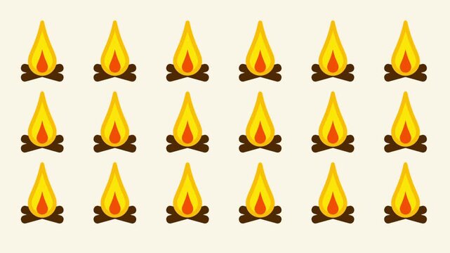 Rows of orange and yellow fire flames fill the screen completely in a fiery tribal game pattern background