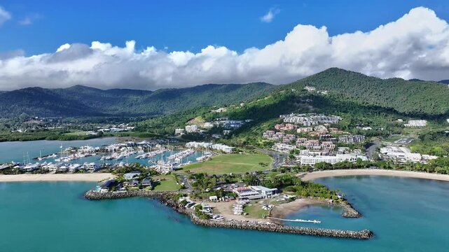 Spectacular cinematic aerial footage of Airlie Beach Whitsundays Queensland Australia