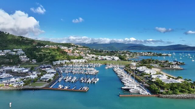 Spectacular cinematic aerial footage of Airlie Beach Whitsundays Queensland Australia