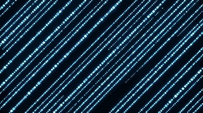 Blue digital diagonal dashed lines on black background.