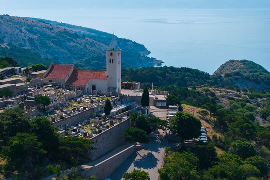 Church of St. John the Baptist overlooking Ba&scaron;ka and the Adriatic Sea on Krk Island, Croatia