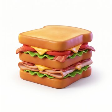 Stacked sandwich with lettuce, tomato, and meat