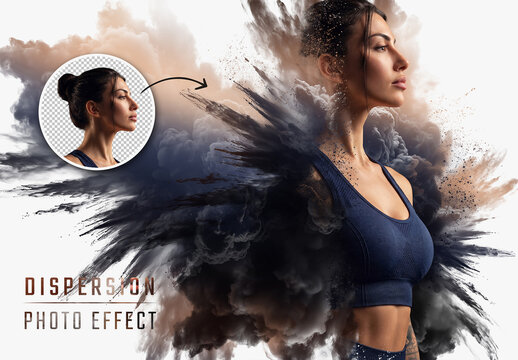 Dispersion Photo Effect With Smoke and Dust Explosion Mockup