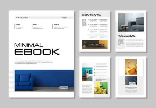 Minimal Ebook Template Layout with Modern Multi Page Book