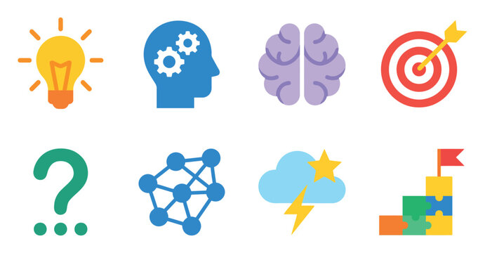Creative emoji set editable vector illustration collection for innovation ideas and problem solving