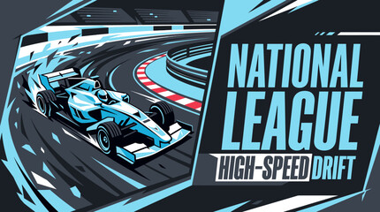 Obraz premium National League High-Speed Drift Racing Car Event Promotion