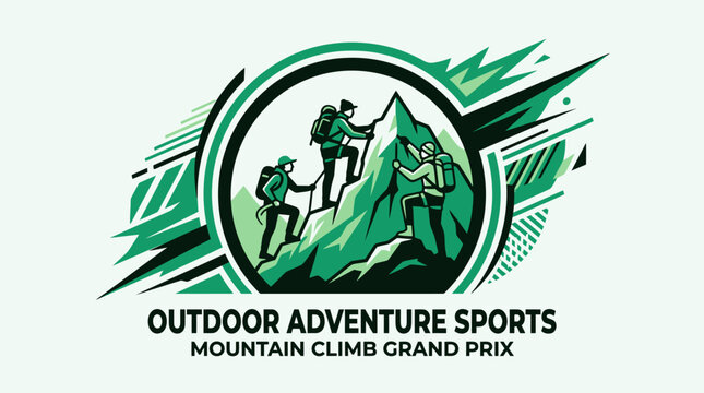 Mountain Climbing Adventure Sport Logo Concept Outdoor Ascent Summit Challenge