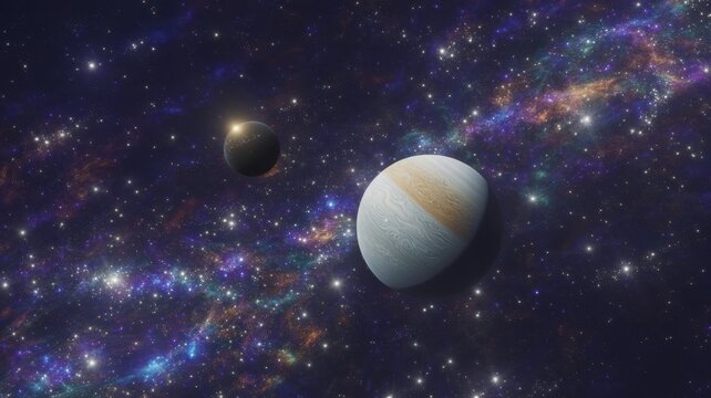 Glowing Planet Galaxy Universe Deep Space Stars Science Nebula Digital Art Background	