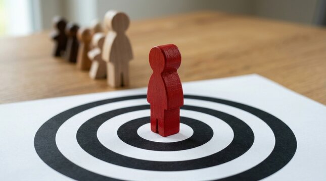 Red Figure Standing in Center of Circular Target market identification determines the most valuable customer