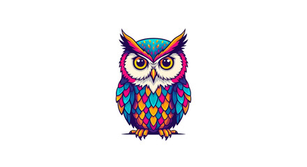 Fototapeta premium Colorful owl with big eyes.