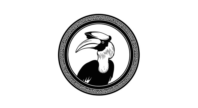 Black and white hornbill bird.