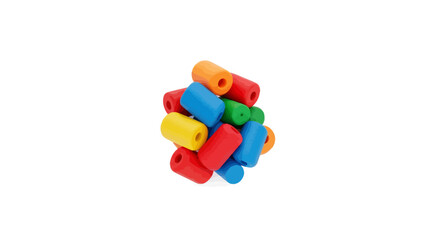 Fototapeta premium Colorful plastic building blocks pile.