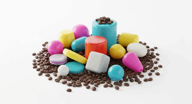 Colorful pills and capsules medicine heap.