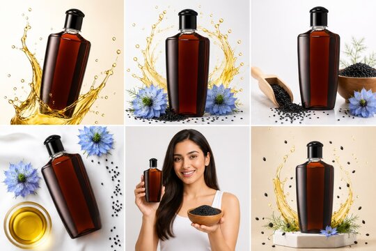 Black Seed Hair Oil Bottle With Ingredients