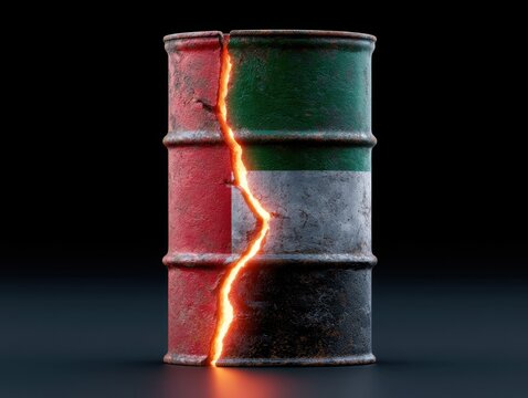 Dramatic opec breakup concept art uae digital illustration dark environment close-up view energy crisis