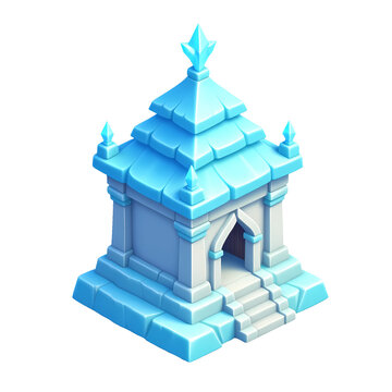 Isometric Winter Guard Tower Game Asset - 3D Stylized Snow Keep Bastion Spire Icon