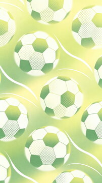 Seamless Soccer Ball Pattern on Soft Light Green Yellow Background, Repeating Football Motif &ndash; For Sports Textile, Wallpaper & Graphic Background Design