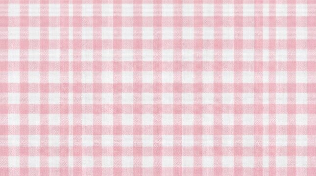 Soft Pastel Pink and White Checkered Fabric Pattern watercolor plaid design, ideal for background