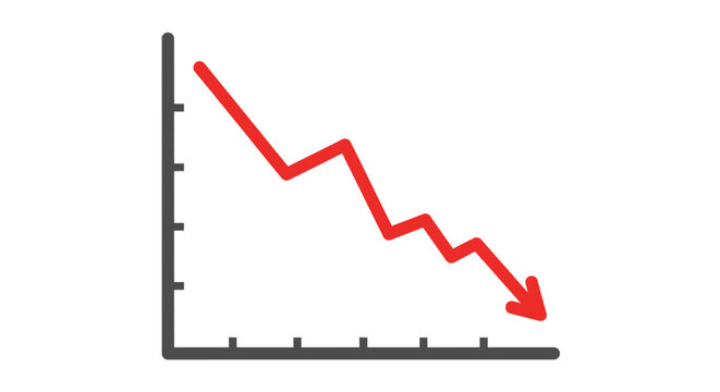 Downward Trend Graph with Red Arrow.