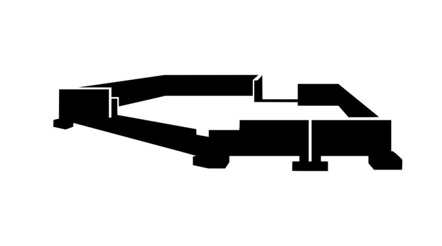 Minimalist black silhouette of a building foundation or stadium layout