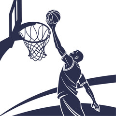 Basketball player performing a slam dunk silhouette graphic art © Master