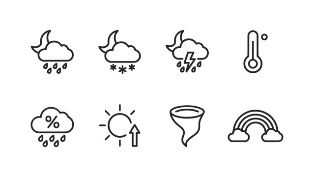 Weather icons with various symbols and graphics