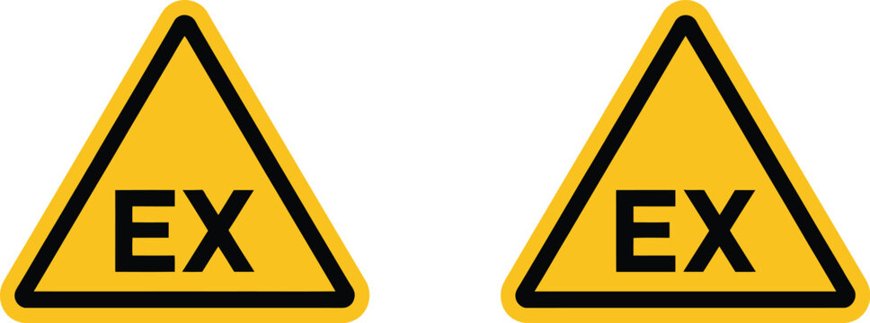 ATEX Explosive Atmosphere Warning Signs Icon Set Vector Illustration