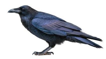Obraz premium Black raven bird with iridescent blue-purple feathers