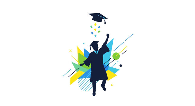 Graduate throwing cap in celebration.