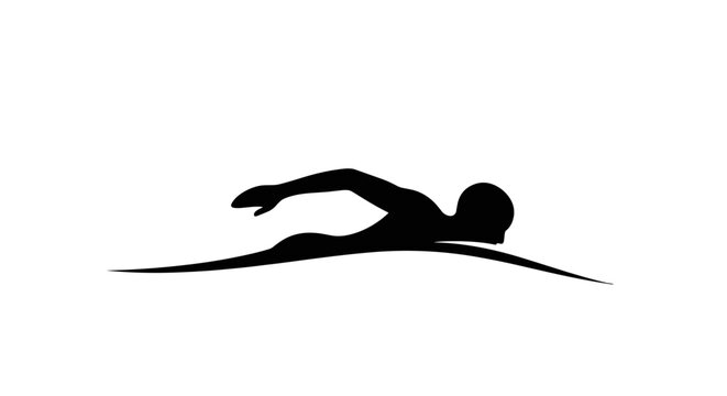 Swimmer in Black Silhouette Diving.
