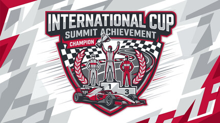 Obraz premium International Cup Summit Achievement Champion Racing Emblem Of Victory