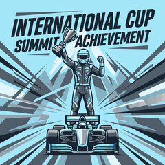 Obraz premium International Cup Summit Achievement Victorious Racer Celebrates Grand Victory