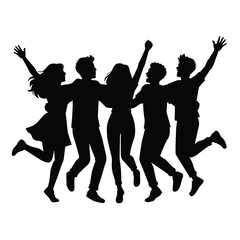 Fototapeta premium young men and women celebrating silhouette