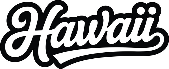Hawaii script lettering illustration set, generic tropical island typography for travel and souvenir graphics. © Nicholas