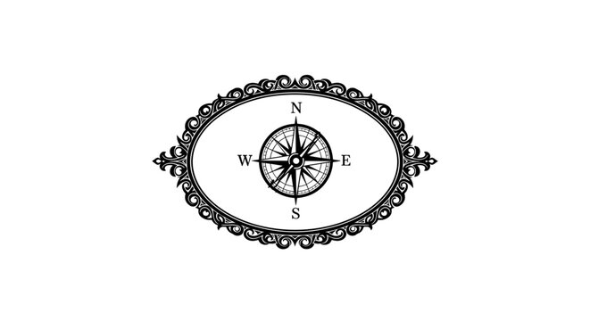 Vintage compass navigation symbol.
