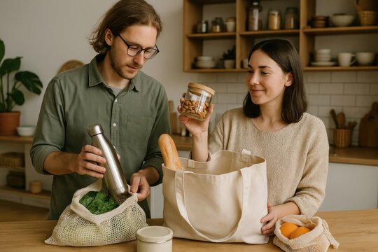 Eco-friendly shopping lifestyle choice.