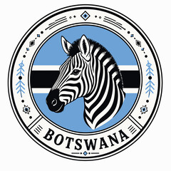 Naklejka premium Zebra Emblem for Botswana - Wildlife Illustration