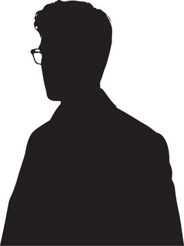 Black silhouette of a man with glasses, side profile male