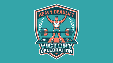 Naklejka premium Heavy Deadlift Victory Celebration Emblem Athlete Triumph and Strength