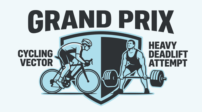 Grand Prix Cycling And Weightlifting Sports Competition Vector Art Illustration