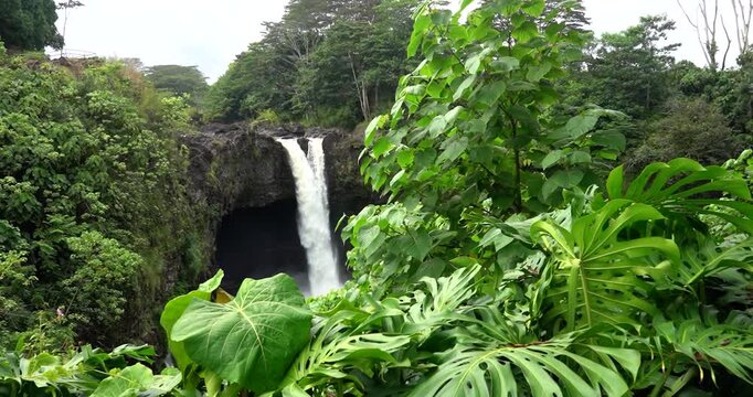 Rainbow Falls waterfall view in Hilo, Big Island, Hawaii