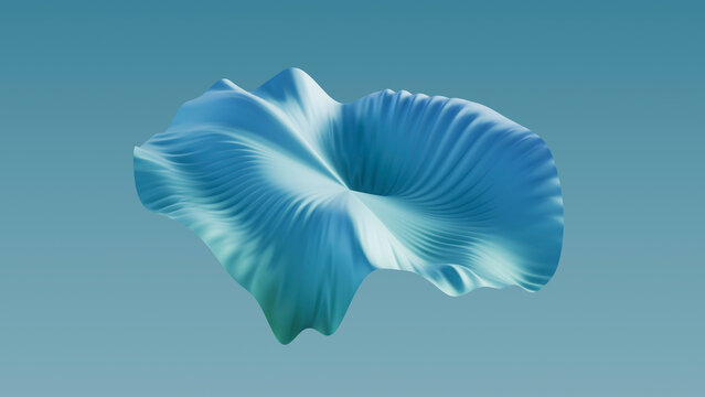 Abstract flowing blue 3d rendering of a wavy fluid shape