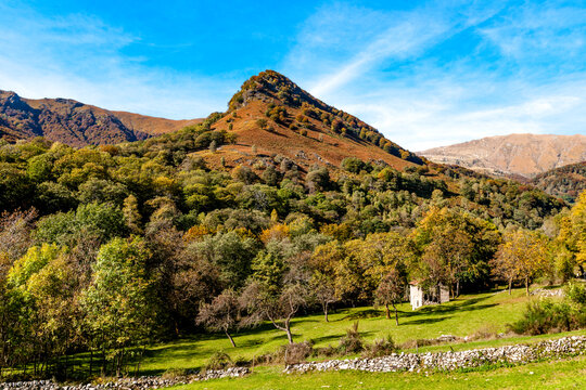 Autumn landscape at Sentiero del Castagno in Ticino Switzerland