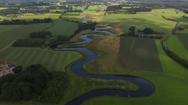 Aerial View of the Berkel River in the Netherlands